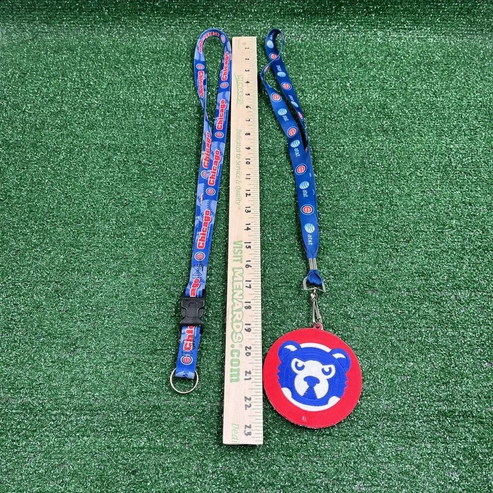 Lot of 2 Chicago Cubs Lanyards: Embroidered‎ Collectors Patch & Logo